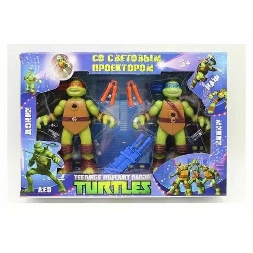 Игровые фигурки Черепашки ниндзя Лео и Микки со световым проектором 818₽