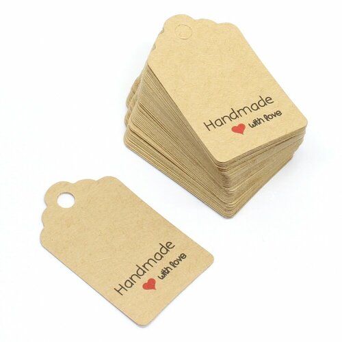 Бирки для бижутерии/рукоделия картонные бежевого цвета, 50х30 мм, 100 штук, ВсемБусики