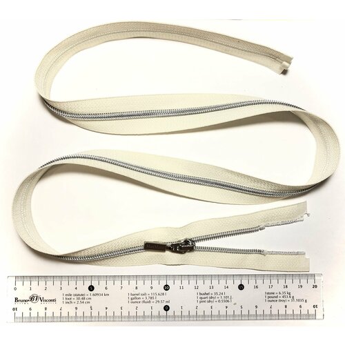 Молния пластик спиральная разъёмная молочная основахром-звено бегунок с логотипом на язычке Max Mara - Италия оригинал Т4 - 81см 1зам 1шт 650₽