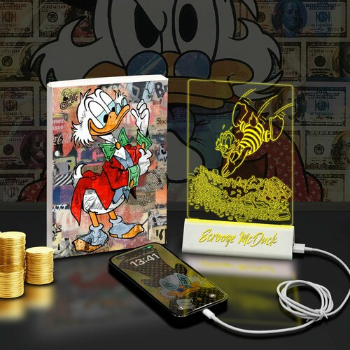 Ночник Светозар Скрудж Макдак / Подарок другу, подруге, ребенку / Настольный 3д светильник повербанк 2600 mAh