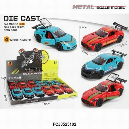 Металлический Гоночная машинка 4 4х5х12 см 12