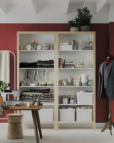 Изображение товара Открытый глубокий белый шкаф на ножках c полками 600*540*2250 (ш*г*в)