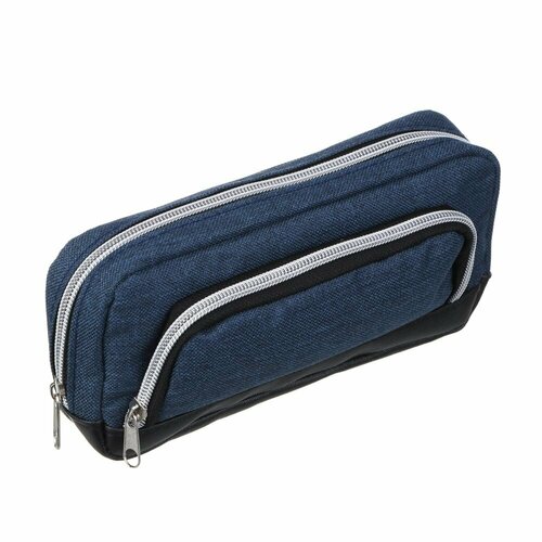 Джинс Пенал прямоугольный 21х11х5см, 1 отд. на молнии, 1 карман, джинса, отделка иск. кожей, 2 штуки