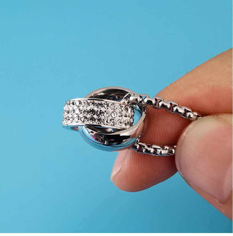 Колье, стекло, длина 30 см, серебристый — фото 1