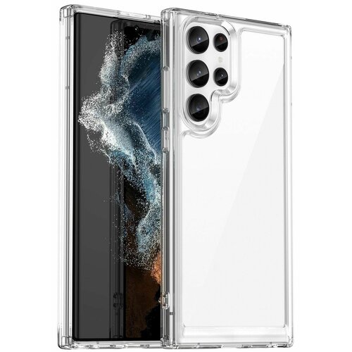 фото Чехол для samsung galaxy s23 ultra пластиковый с силиконовой окантовкой прозрачный new case