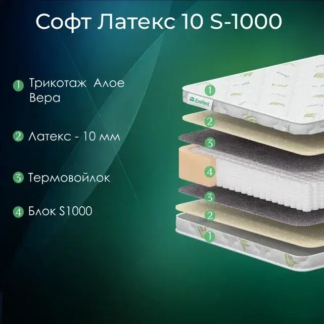 Матрас Everest Софт Латекс 10 S1000 пружинный 90 х 190 см