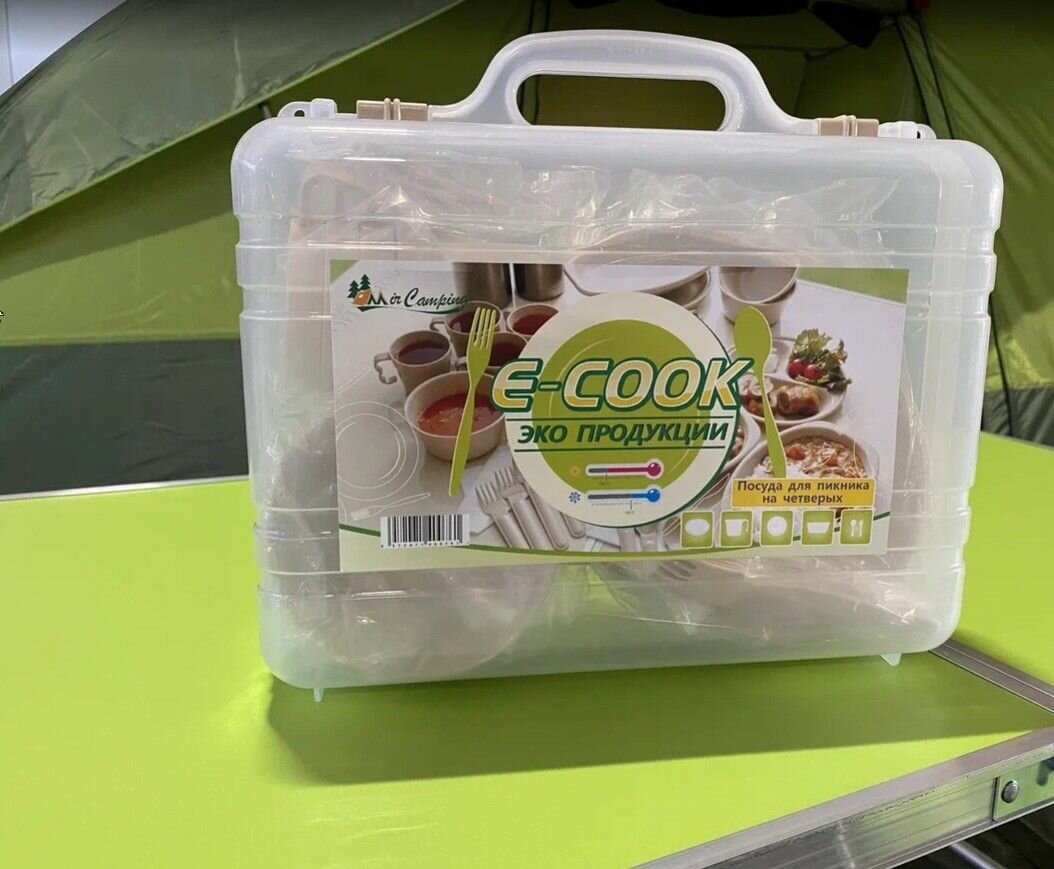 фото Набор посуды для пикника на 4 персоны / Походный туристический набор посуды