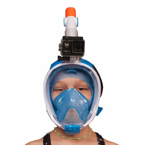 Маска полнолицевая детская SCUBA BROTHERS BEATLE KID CLEAR/BLUE, с креплением экшн-камеры, р-р XS