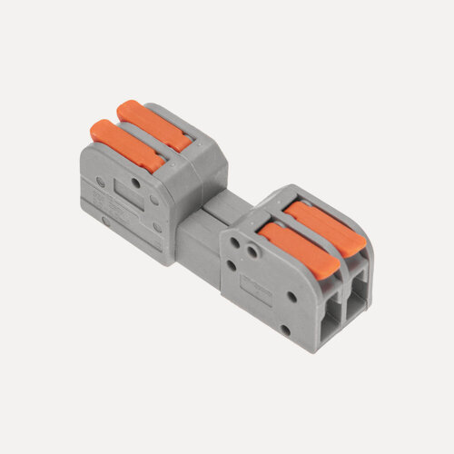 Изображение товара Клемма СМК 222-422R проходная разъемная 2 полюса серая 0,2-2,5/4мм² (50 шт/уп) REXANT