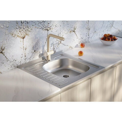 Мойка для кухни накладная с крылом S-209 60x60 см глубина чаши 14 см нержавеющая сталь цвет серебристый