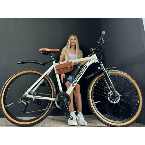 Велосипед 275 Richiesto алюминиевая рама 21 Горный ВзрослыйПодростковый белый с коричневым 2024 26100₽