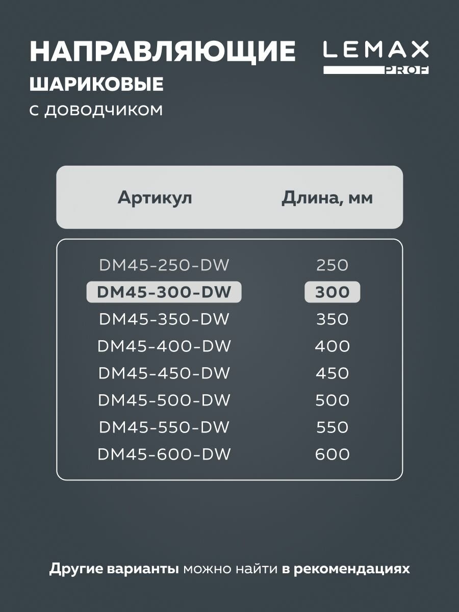 Направляющая шариковая с доводчиком LEMAX Prof 45/350 мм - фото №4