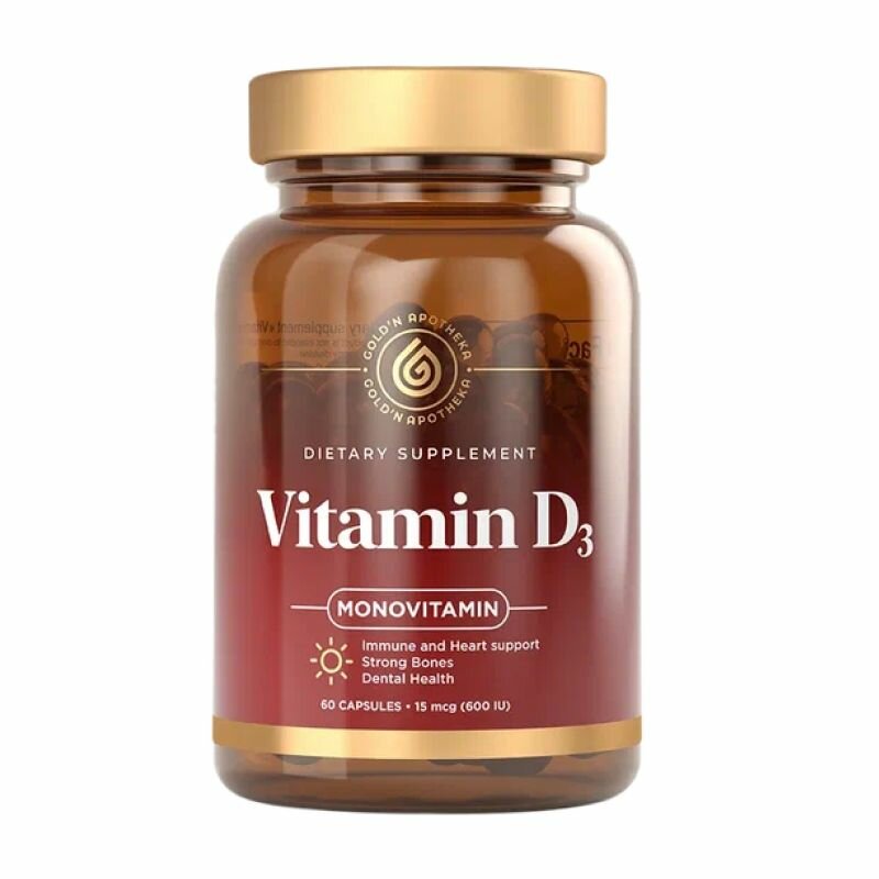 GOLD'N APOTHEKA Vitamin D3 (Витамин Д3) капсулы, 600 МЕ (15 мкг), 60 шт