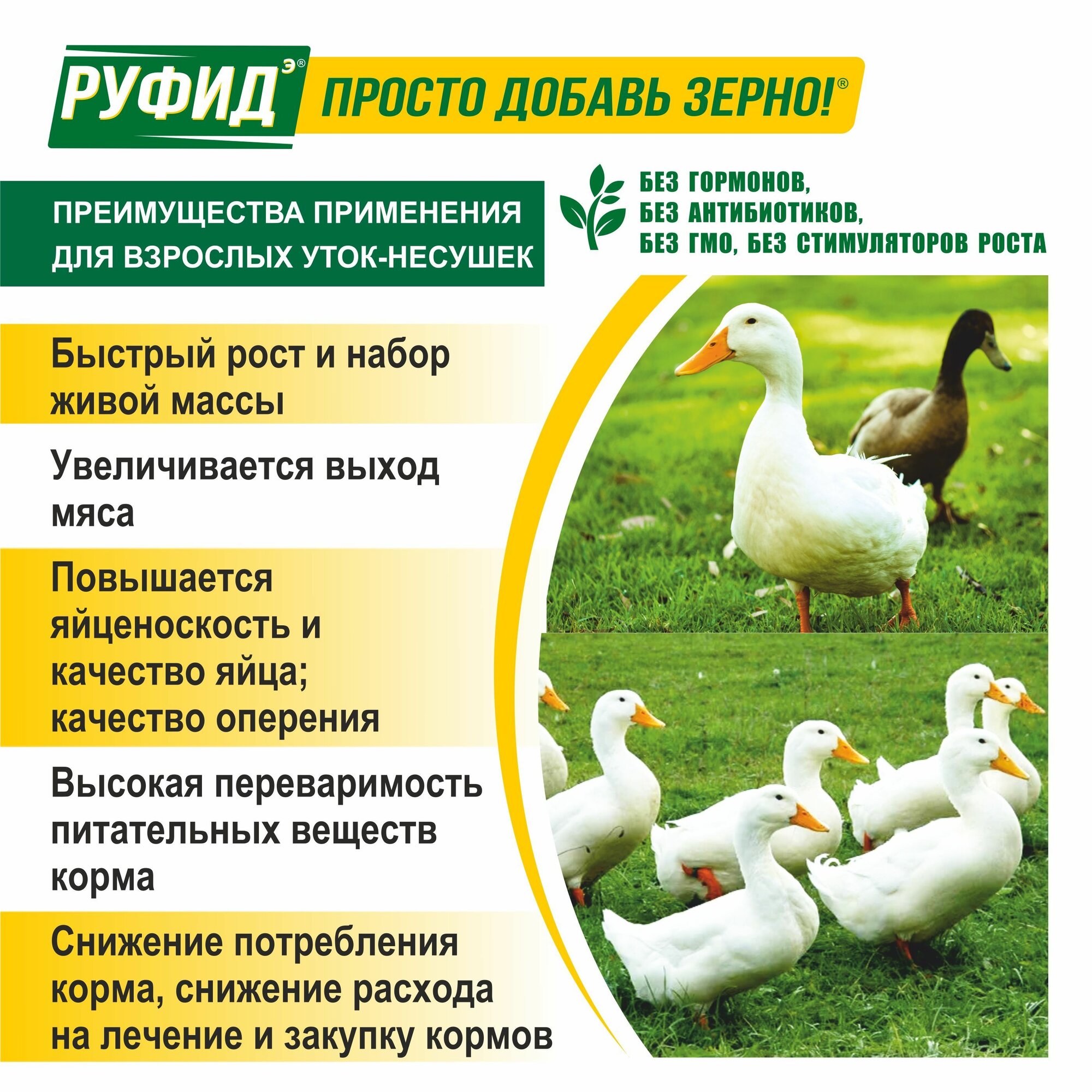 Витамины для птиц. Добавка в комбикорм, корм для уток 9-26 недель. Бвмк руфидэ. Росагрокорм. 1,4 кг — фото 1