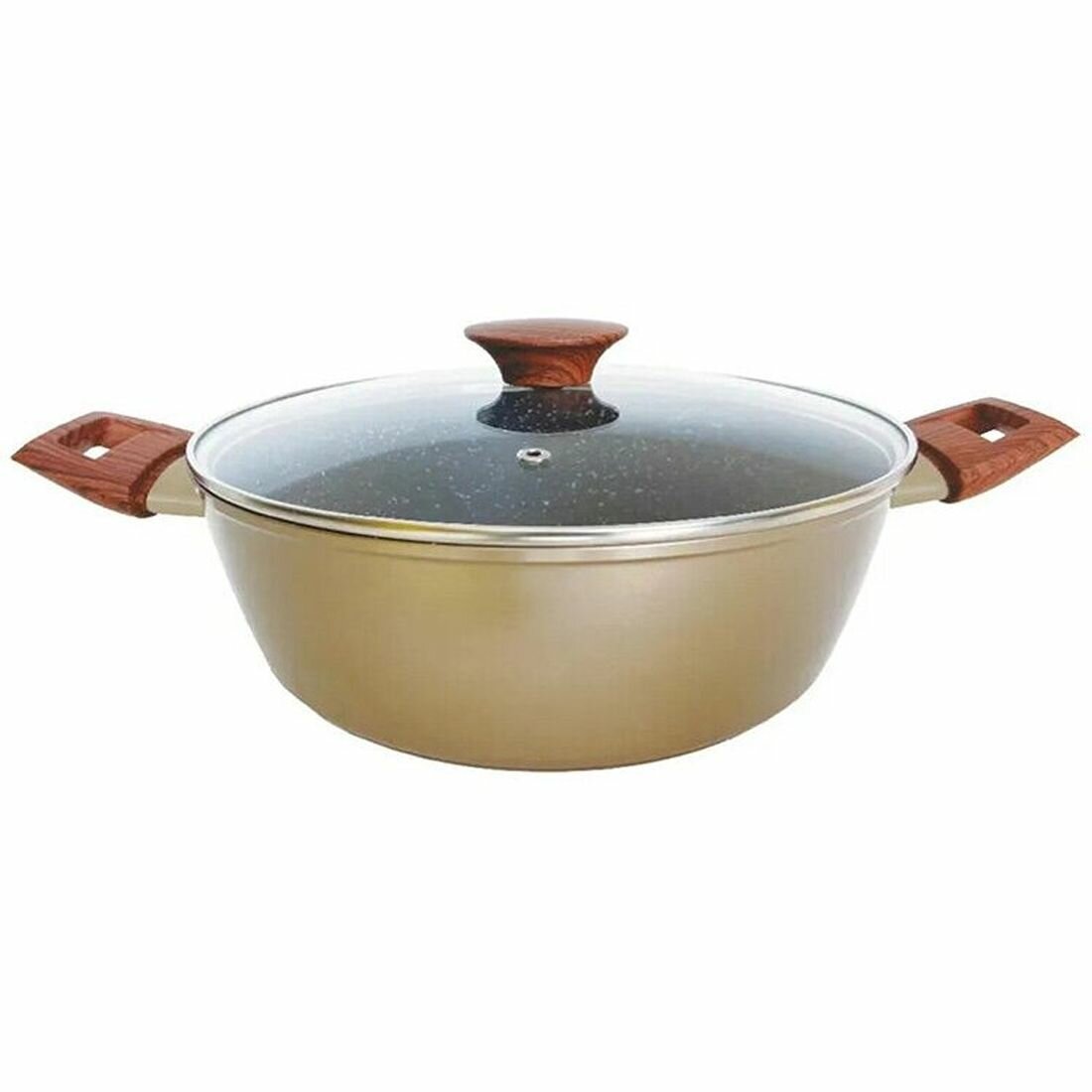 Сотейник 26см Dorato, стеклянная крышка, . внутри:3-х слой. АП черного цв, снаружи: жаропроч. покр, алюминий