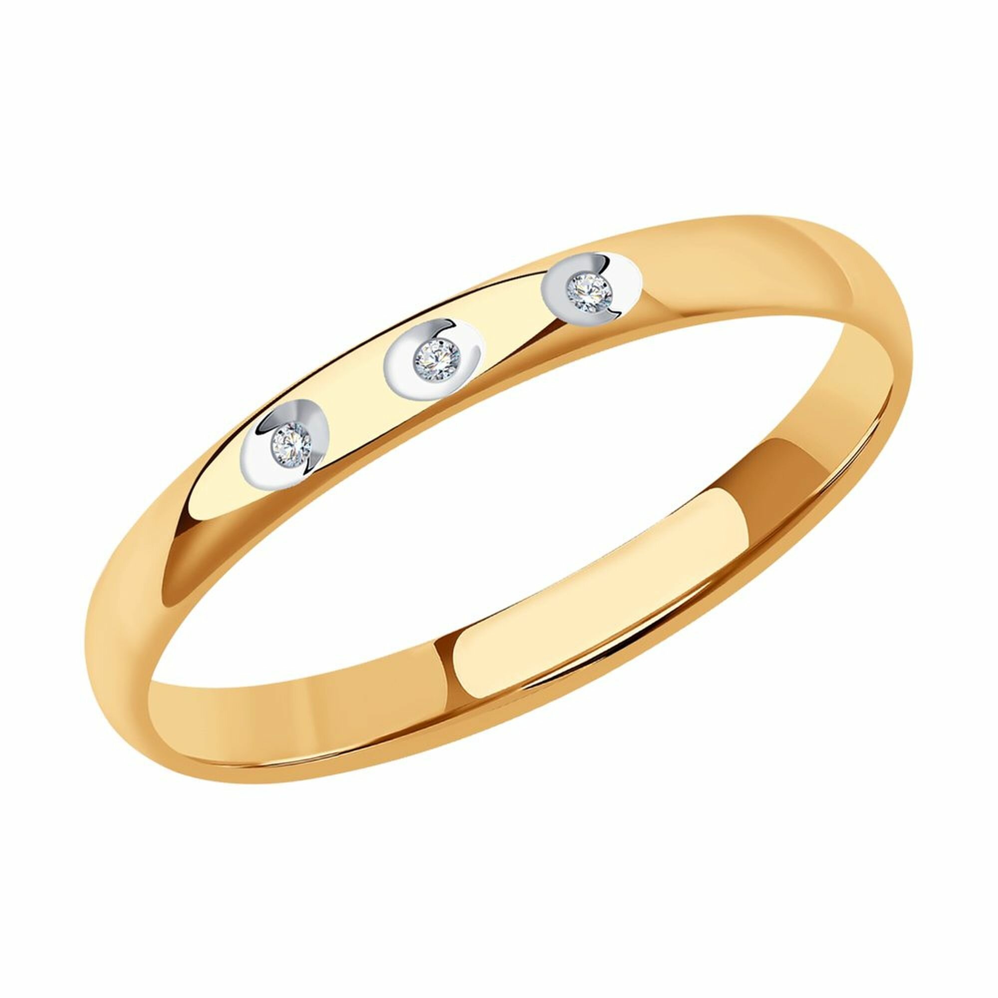 Кольцо помолвочное Diamant online, красное золото, 585 проба, бриллиант