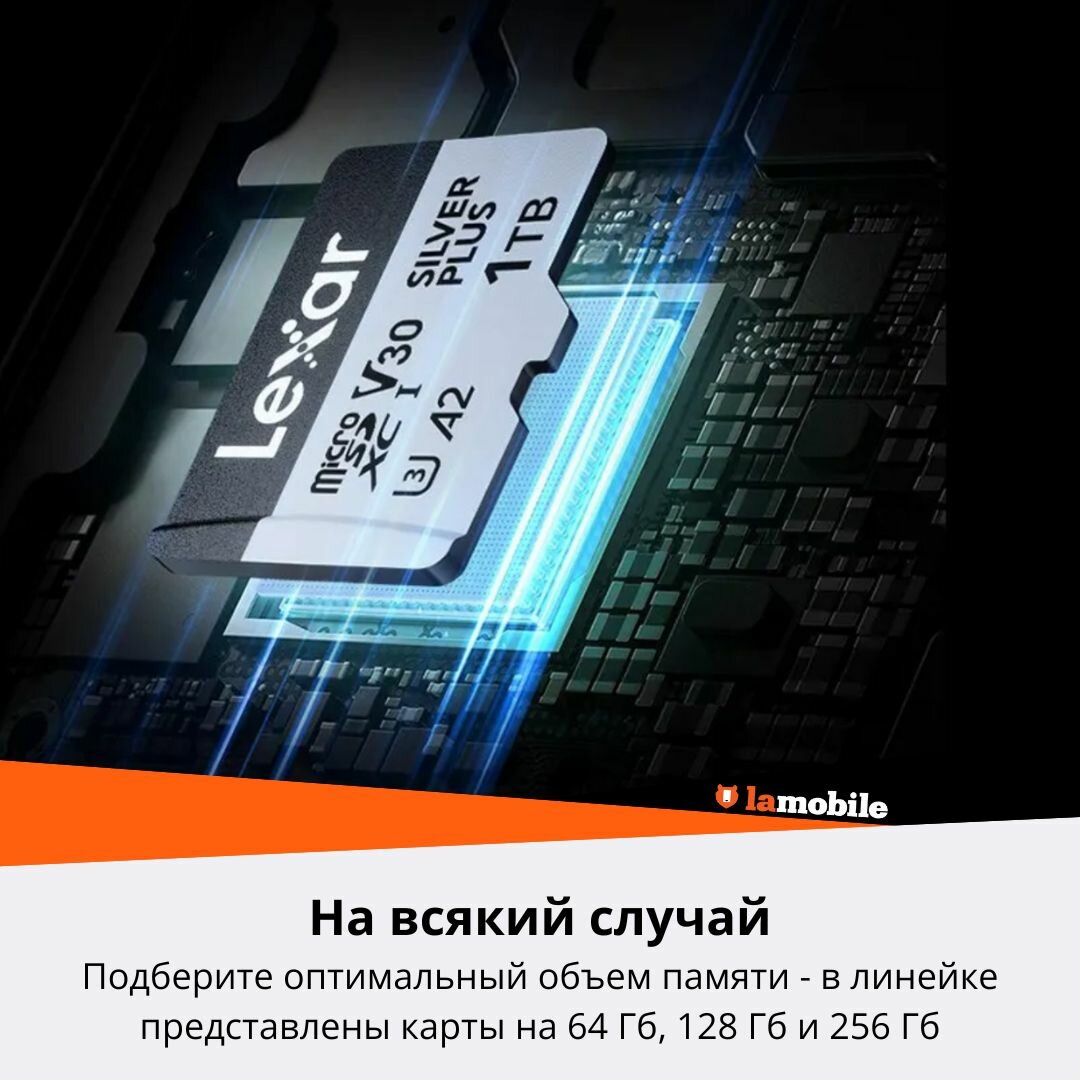 Карта памяти Lexar Professional SILVER PLUS MicroSDXC 64 ГБ — фото 1