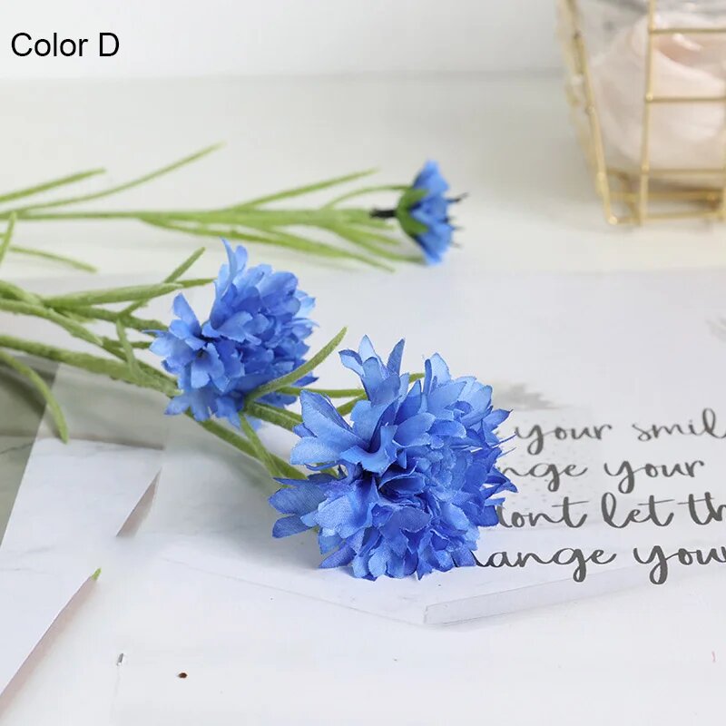 Искусственные цветы шелковые васильки букет из 3 штук