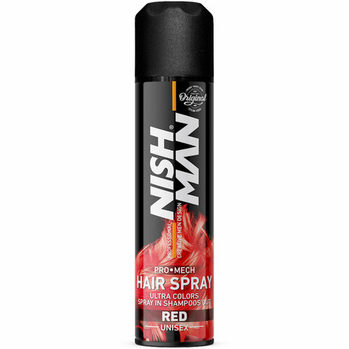 фото Цветной спрей для волос nishman hair coloring mech spray - red (красный), 150 мл