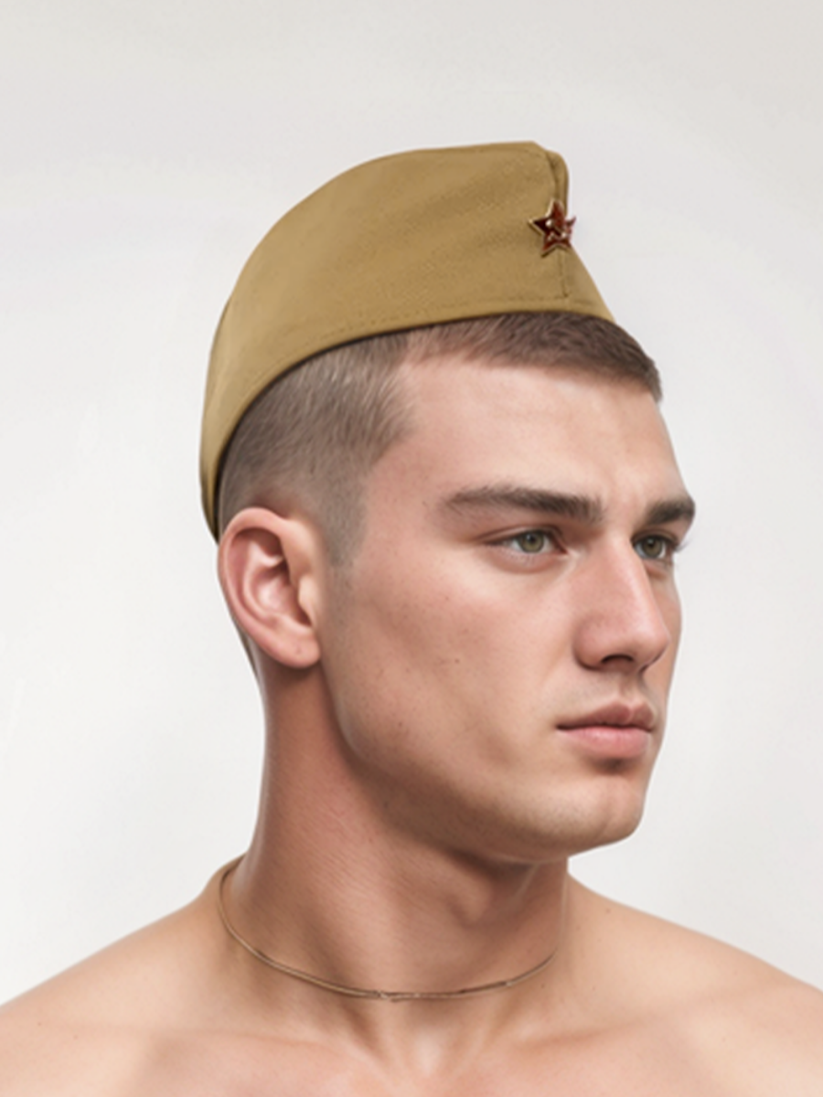 Пилотки "Новогодний Trend" 58р, хлопок 100%, военные, хаки, 5шт — фото 1