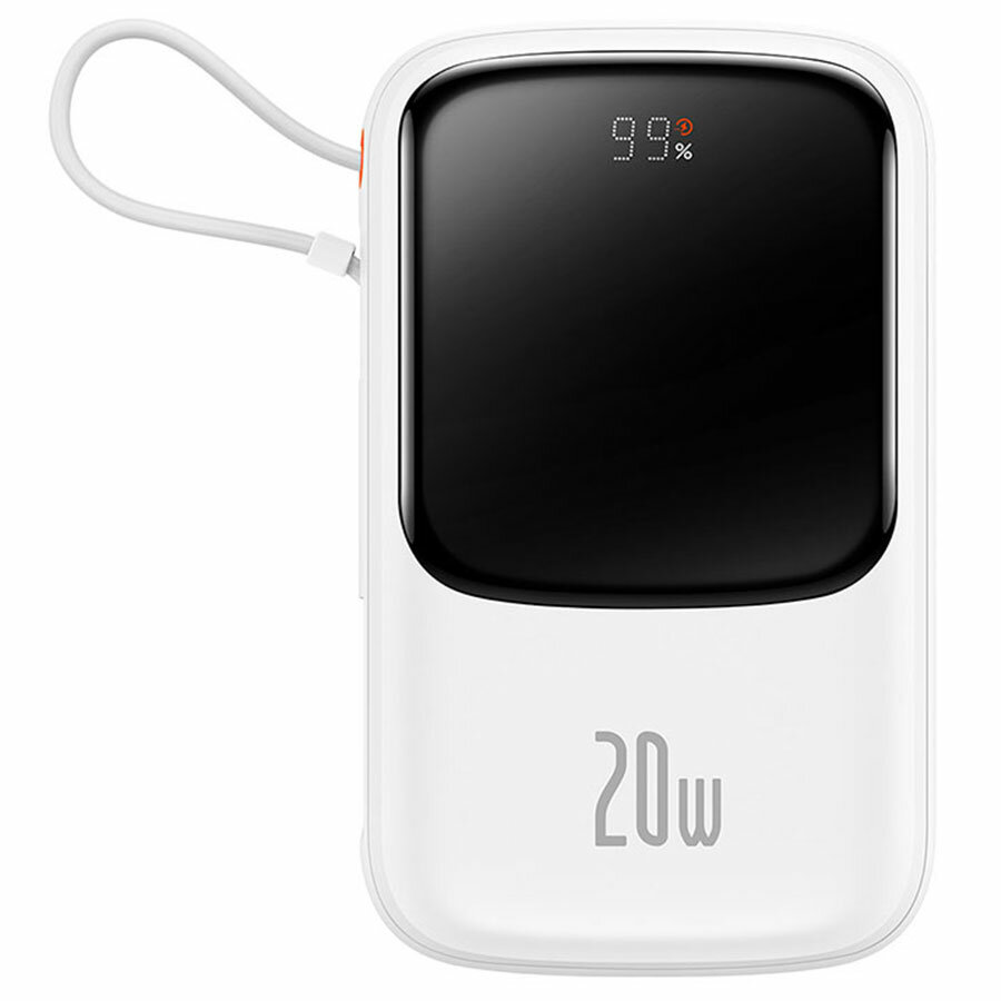 Портативный аккумулятор BASEUS Qpow Pro Digital Display, Lightning, 3A, 10000 мА⋅ч, белый — фото 1