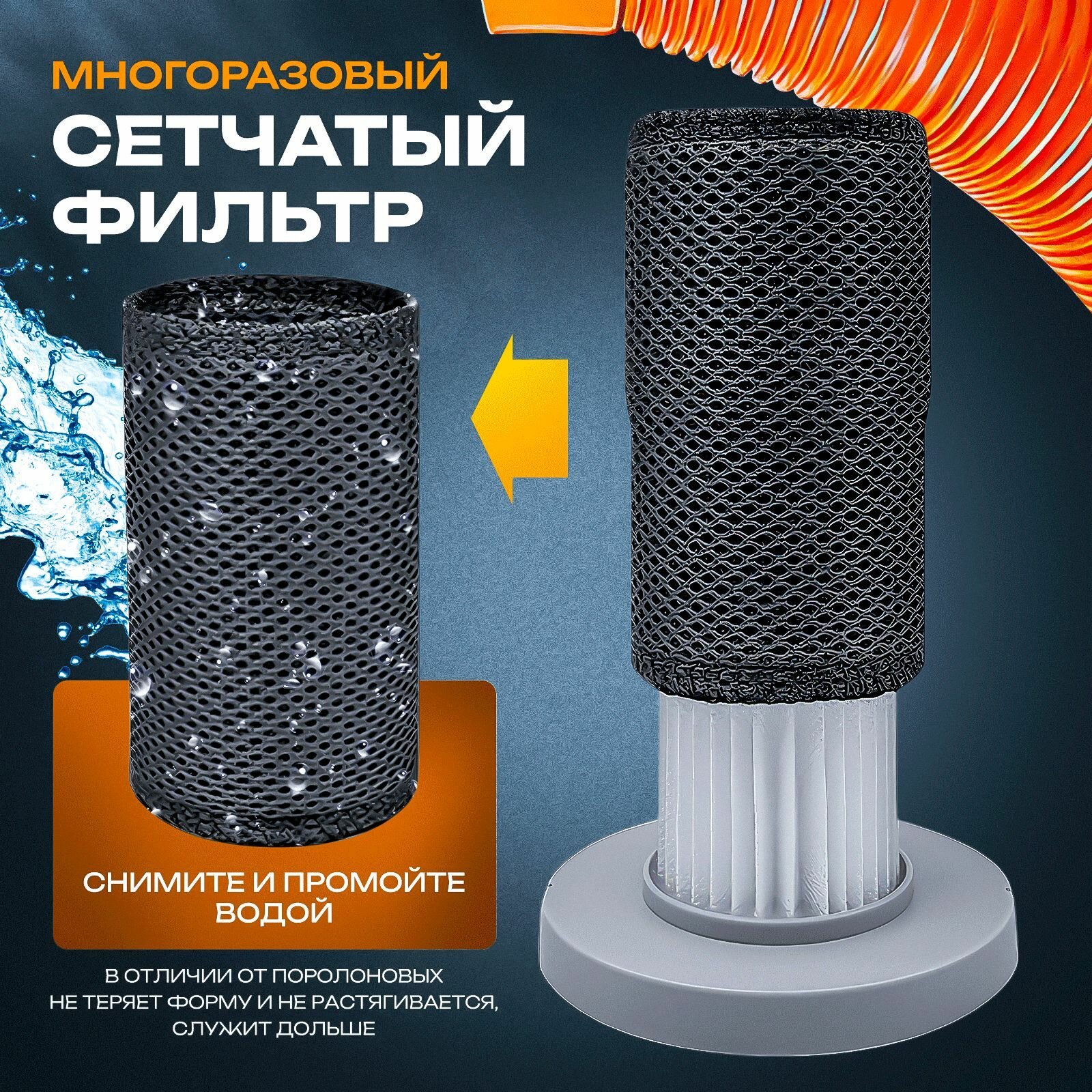 Фильтр сетчатый для вертикального пылесоса Deerma DX700 DX 700S 3 шт. — фото 1