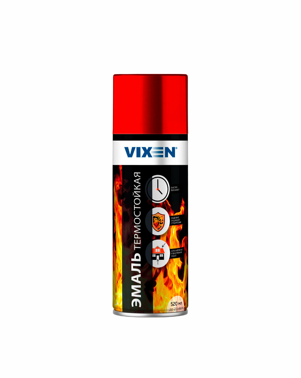 VIXEN Эмаль термостойкая до 400 С ярко-красный аэрозоль VX-53006 520 мл