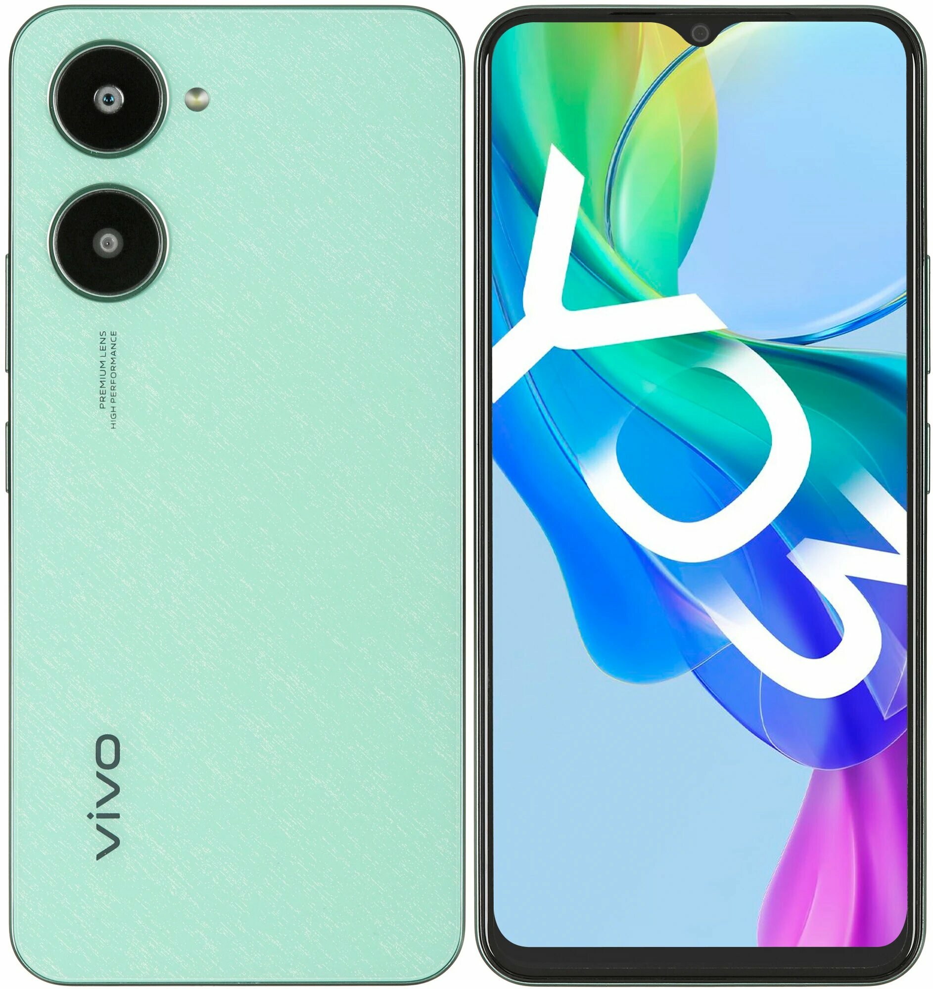 Смартфон Vivo Y03, камера 13 МП, аккумулятор 5000 mAh, экран 6,56", зеленый