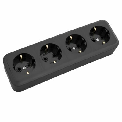 Евророзетка 4 ОП 16А Bylectrica Пралеска черный