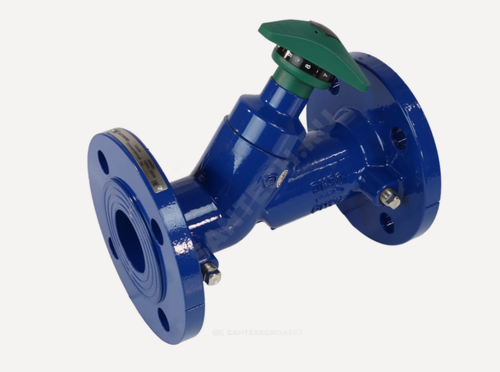 Изображение товара Клапан балансировочный ручной чугун Ду 50 Ру16 Тмакс=120 оС фл Kvs=42.4м3/ч с измерительными ниппелями Benarmo