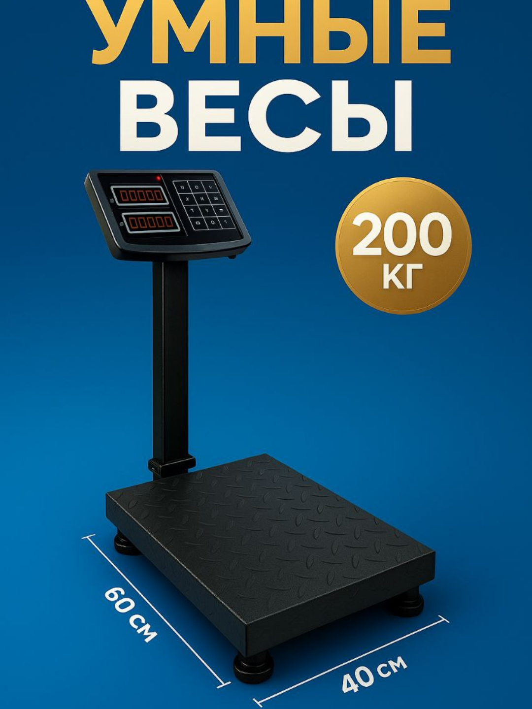 Электронные платформенные весы, до 200кг, съемная платформа, точность 1г, — фото 1
