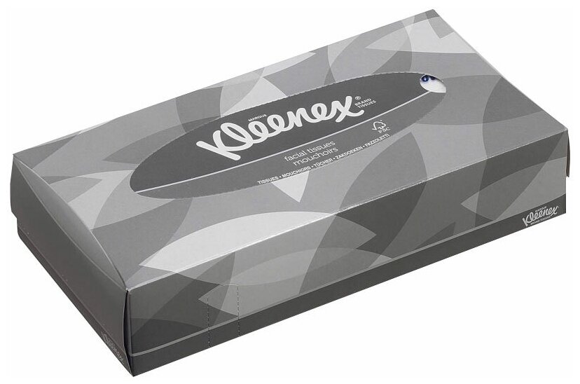 8835/серый Бумажные салфетки для лица Kleenex, серая коробка, 18.6 х 21.6 см, 100 шт, Kimberly-Clark