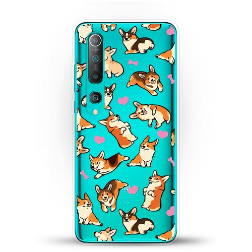 фото Силиконовый чехол корги узором на xiaomi mi 10 pro andy & paul