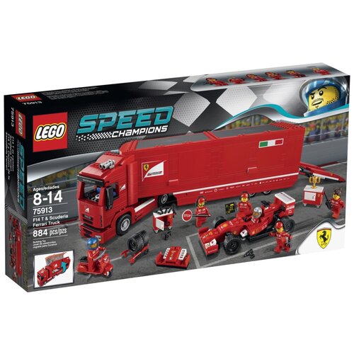 Конструктор LEGO Speed Champions 75913 Феррари F14 и грузовик Скудериа Феррари, 884 дет. конструктор lego racers 30191 тягач феррари скудериа 41 дет