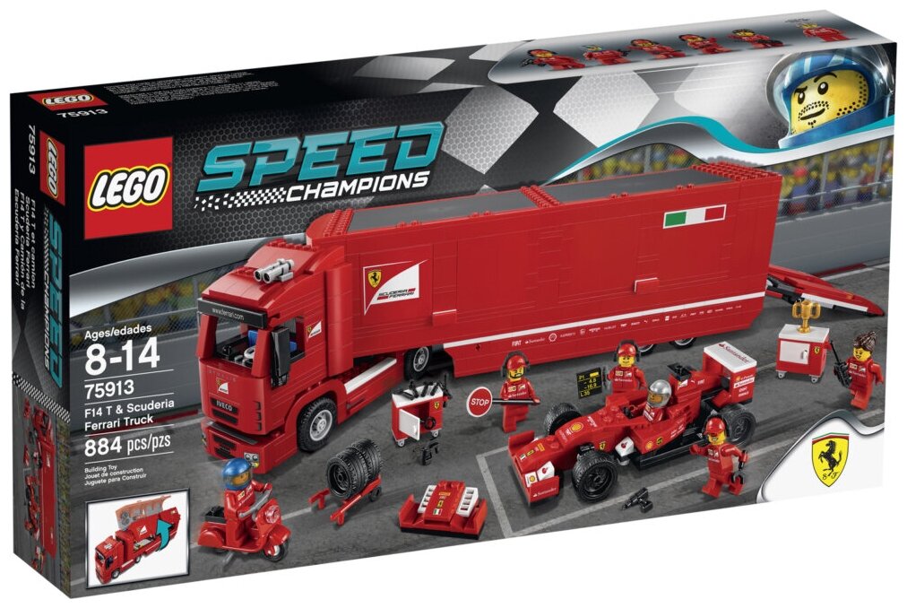 Конструктор LEGO Speed Champions 75913 Феррари F14 и грузовик Скудериа Феррари, 884 дет.