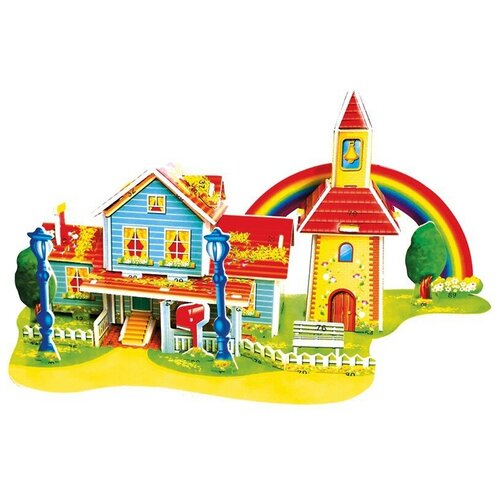 3D-пазл Zilipoo 3D Радужный дом (689-K), 34 дет., 12 см, разноцветный