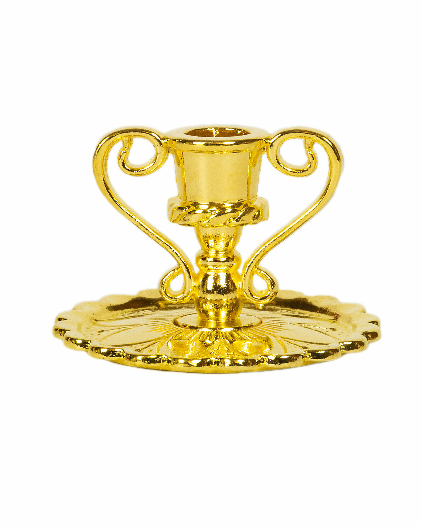 Подсвечник церковный металлический золото с ручками, подсвечник для свечи религиозный, d - 6 мм под свечу