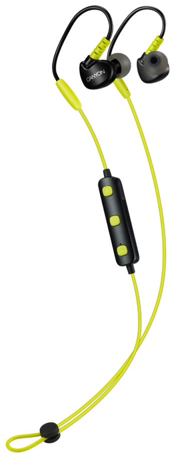 Наушники Canyon Bluetooth sport earphones with microphone, 0.3m cable, lime. (H2CNSSBTHS1L)