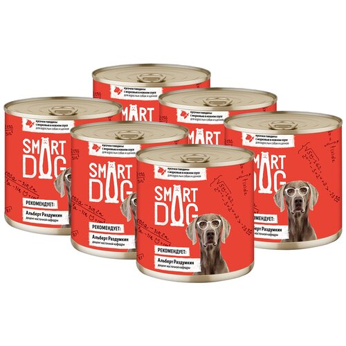 Влажный корм для собак Smart Dog говядина, с морковью 1 уп. х 6 шт. х 850 г (для мелких пород)