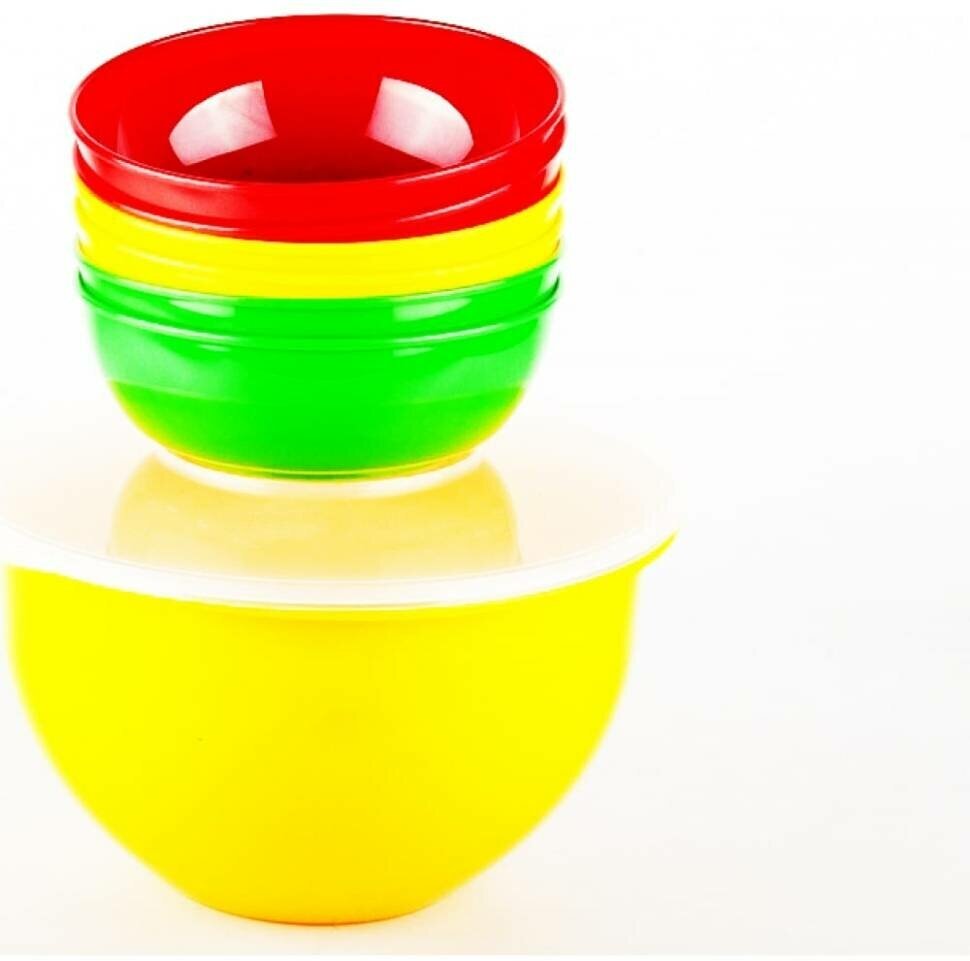 Набор пластиковой многоразовой посуды SOLARIS: 6 мисок 06л в контейнере