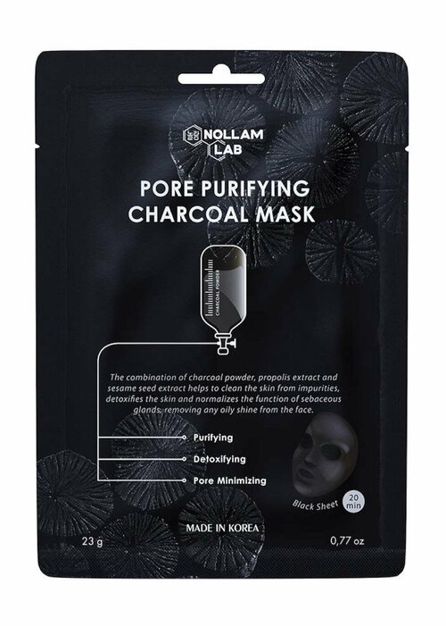 Угольная маска для очищения пор кожи склонной к жирности Nollam Lab Pore Purifying Charcoal Mask