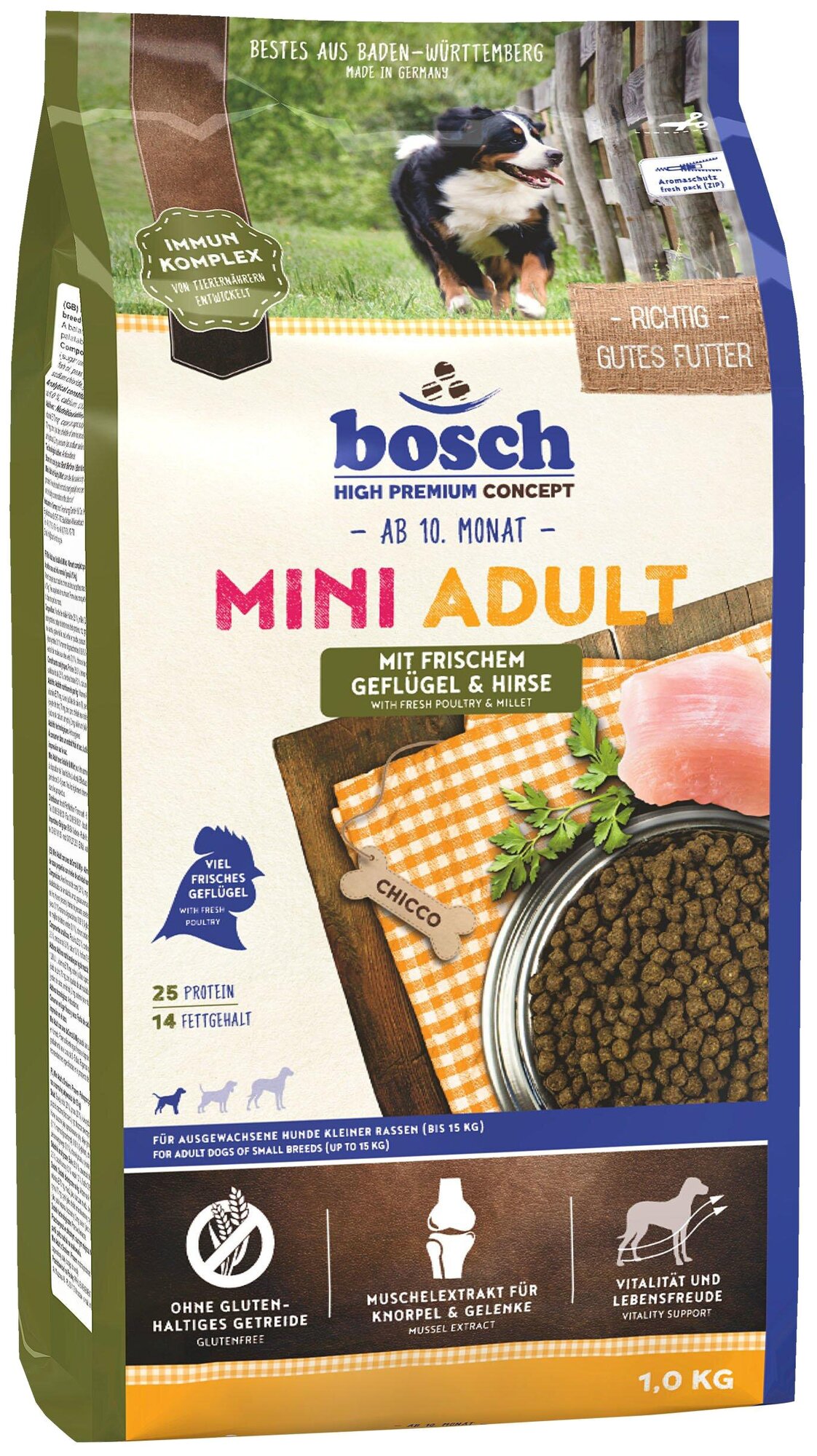 Bosch (Бош) Mini adult птица и просо сухой корм для собак 1 кг