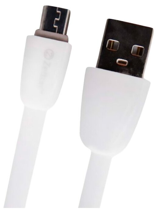 USB кабель Zetton USB SyncCharge Flat Glossy TPE Data Cable USB to Micro USB белый (ZTUSBFGTWEMC)