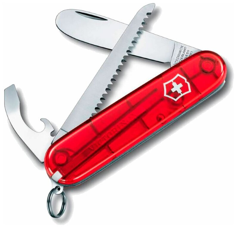 Нож перочинный VICTORINOX My First Victorinox, 84 мм, 9 функций, полупрозрачный красный