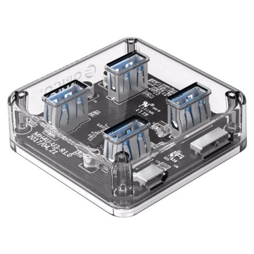 USB-концентратор ORICO MH4U-U3, разъемов: 4, 100 см, прозрачный usb концентратор orico h4928 u3 v1 разъемов 4 100 см черный
