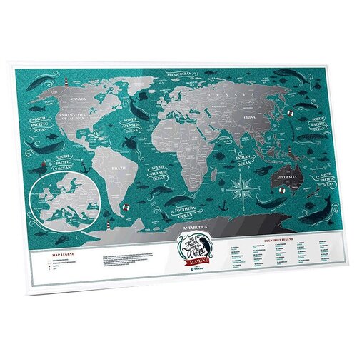 1DEA.me Скретч Карта Мира Marine, 60 × 40 см