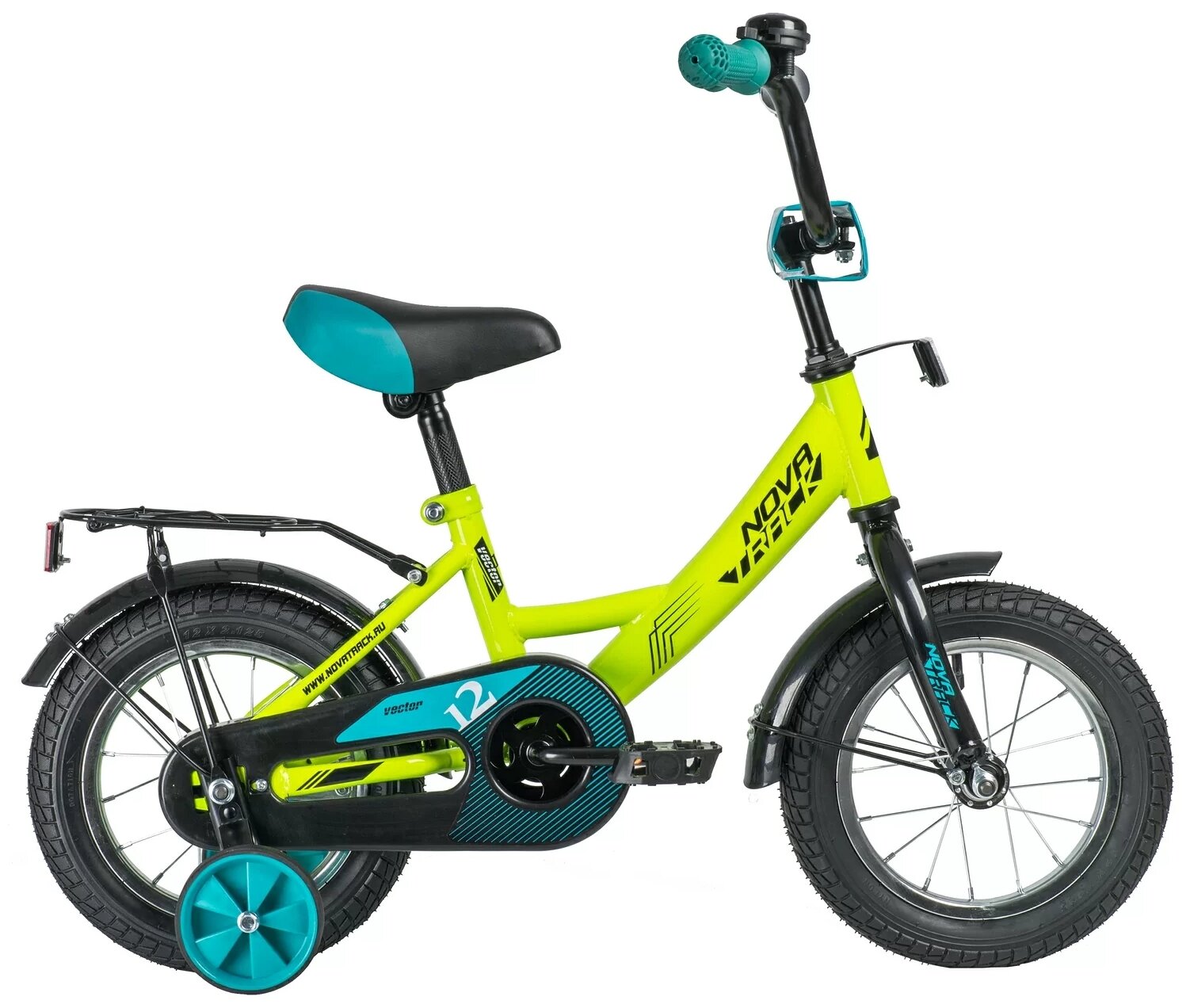 Велосипед NOVATRACK Vector (2020), городской (детский), колеса 12", салатовый, 9кг [123vector.gn20]