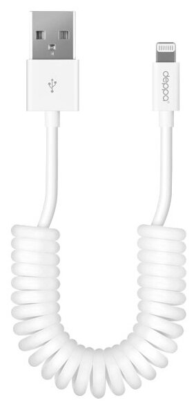 Кабель Deppa USB - Lightning 1,5м 2,4А MFI витой White (арт.72132)