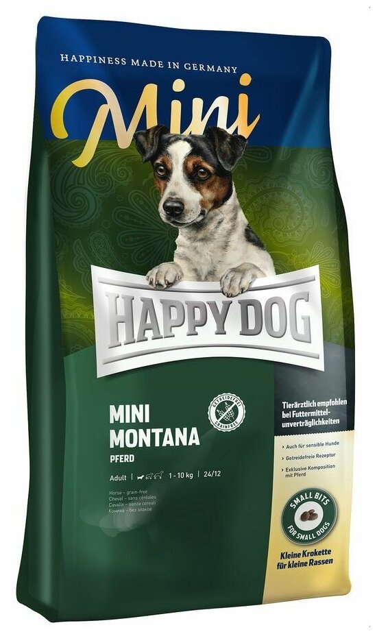 Сухой корм Happy Dog Mini Montana Монтана для маленьких собак, с кониной 1 кг