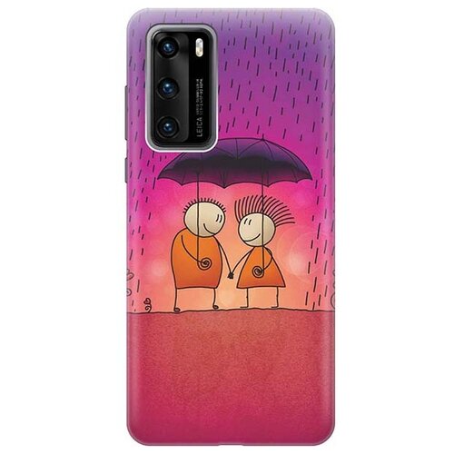 Чехол - накладка ArtColor для Huawei P40 с принтом Парочка под дождем чехол накладка artcolor для xiaomi mi 10t с принтом парочка под дождем